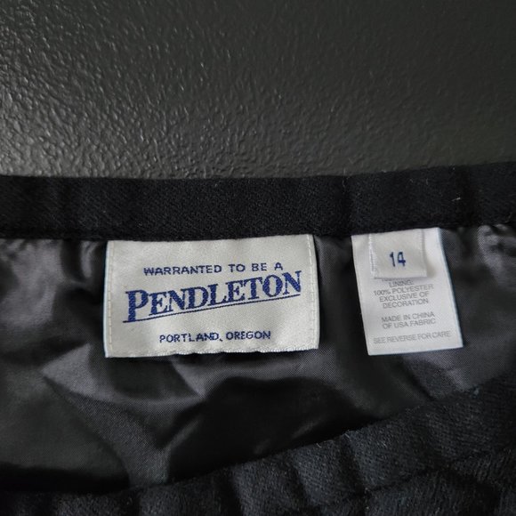 Vintage 90s Pendleton Black Floral Embroidered Midi Skirt Wool Cottage Size 14 - Picture 7 of 11